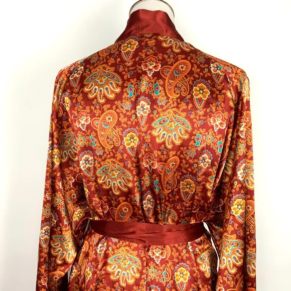 Vintage Cacique Lingerie Satin Polyester Paisley Print Robe Sz M - Picture 10 of 16